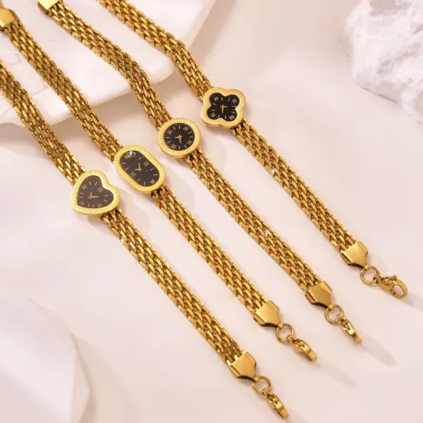 Wholesale Geometric Waterproof Non Tarnish Bracelets For Women In 304 Stainless Steel With 18K Gold Plated PVD Coated Woven Chain