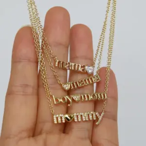 Wholesale Jewelry Simple Style Letter Copper Plating Cable Chain Pendant Necklace