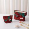 Wholesale Vintage Red Jacquard Canvas Cosmetic Bag Large Capacity High-Level Clutch Bag Storage Bag Coin Purse