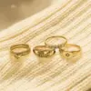 Wholesale Vacuum Electroplating (In Furnace) 18K Gold Plated 304 Stainless Steel Rose Flower Rope Knot Love Heart Zircon Metal Wind Ring
