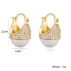 Wholesale New Vintage Design Women's Earrings Copper Plated Zirconium Stone Fashionable Versatile Geometric Pattern Daily Wear Jewelry
