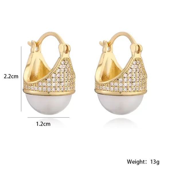 Wholesale New Vintage Design Women's Earrings Copper Plated Zirconium Stone Fashionable Versatile Geometric Pattern Daily Wear Jewelry