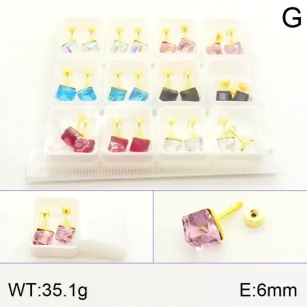 Wholesale Vacuum Plating 18K Gold Plated Square 304 Stainless Steel Elegant Cute Shiny Ear Studs