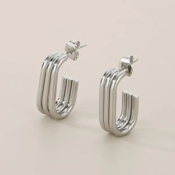 Wholesale PVD Coated 18K Gold Plated C Shape U Shape Geometric 304 Stainless Steel Simple Style Waterproof Non Tarnish Ear Studs