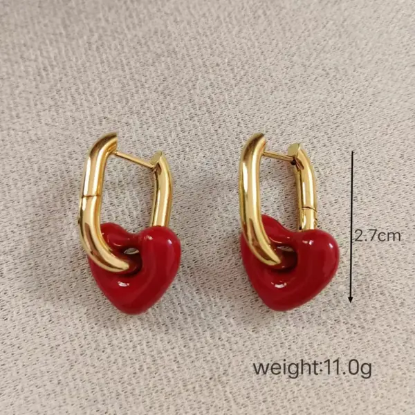 Wholesale Water Plating 18K Gold Plated Real Gold Plated Heart Shape 304 Stainless Steel Simple Style Classic Style Waterproof Non Tarnish Earrings