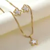 Wholesale Heart Shape Necklace With Electroplated Finish Featuring Snake Chain, 1 Set Jewelry Set
