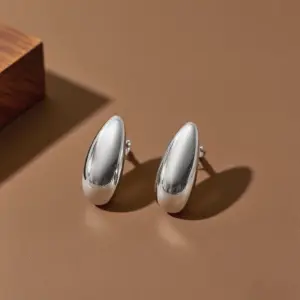 E0167-Small Water Drop-Earrings-Steel Color