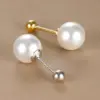 Wholesale 1 Piece Simple Style Round Plating Inlay Copper Pearl 18k Gold Plated Ear Studs