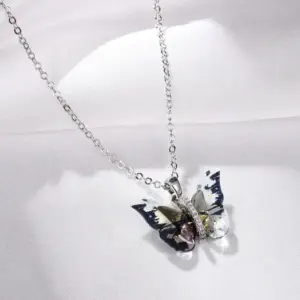 TA207-6# Black Colorful Butterfly Necklace