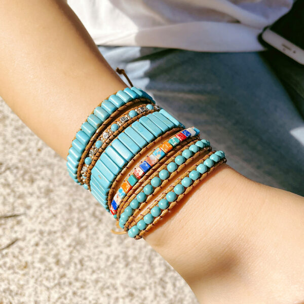oly-0cf58f6af1664920eb7560380f849d88 Wholesale hand-woven turquoise beaded bracelet rope women's multi-layer ethnic wind winding bracelet vintage jewelry