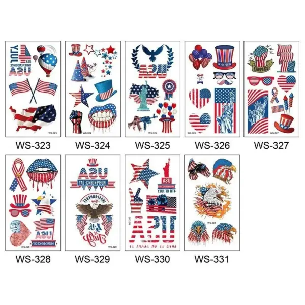 Wholesale Temporary Waterproof Tattoo Sticker American Independence Day Flag Design One-time Use Party Gift Synthetic Material