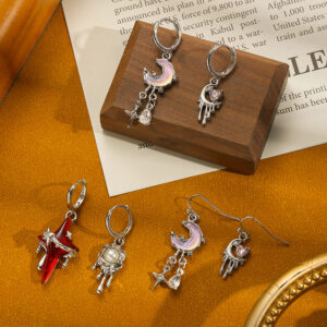 Wholesale Gunmetal Four-Pointed Star Earrings