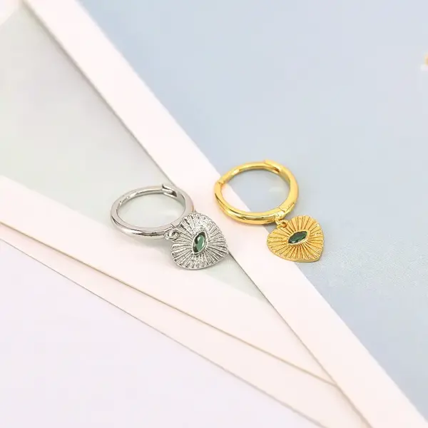 Wholesale Heart Shape Hypoallergenic Earrings For Women Featuring PVD Coated Copper With 18K Real Gold Plated And Zircon Inlay