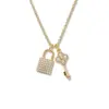 Wholesale Asymmetrical Key Necklace For Women In 304 Stainless Steel With 18K Real Gold Plated PVD Coating And Rhinestone Inlay On Cable Chain
