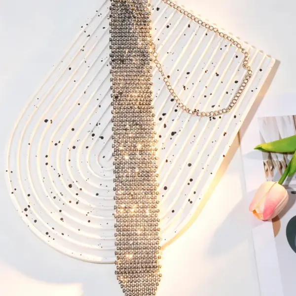oly-0d497dd435d59fcf1c6d6603d16710d2 Wholesale Shiny Round Tie For Adults With Artificial Gemstones In Silver, Perfect For Independence Day