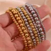 Wholesale Fashion Round Beaded 304 Stainless Steel 18K Gold Plated Bracelets In Bulk