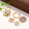 Wholesale Hypoallergenic Flowers Hoop Earrings For Women In Copper With KC Golden Plated UV Plating And 0.03µm Thickness