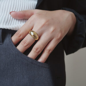 Wholesale Yu Jewelry Wide and Narrow Curved Ring Women's Titanium Steel Gold-Plated Creative European and American Fashion Trendy Bright Retro Ring