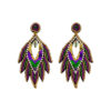 oly-0d86c649cdb336abde3f69fbce060311 Wholesale Ethnic Style Carnival Festival Earrings Autumn and Winter High-end Fashion Handmade Rice Beads Feather Exaggerated Earrings for Women
