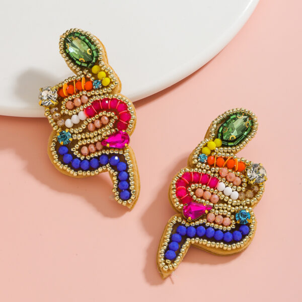 oly-0d88f9e399a0934a076649179f11c2c6 Wholesale Earrings, Snake-Shaped Earrings, Handmade Rice Beads, Personalized Fashionable Colorful Pearl Earrings, Dropshipping
