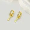 Wholesale Ins Style Simple Key Earrings Copper Inlaid Zircon Hoop Fashion Women's Earrings Daily Wear Dangling Earrings Imitation Gold Plated Universal Electroplated