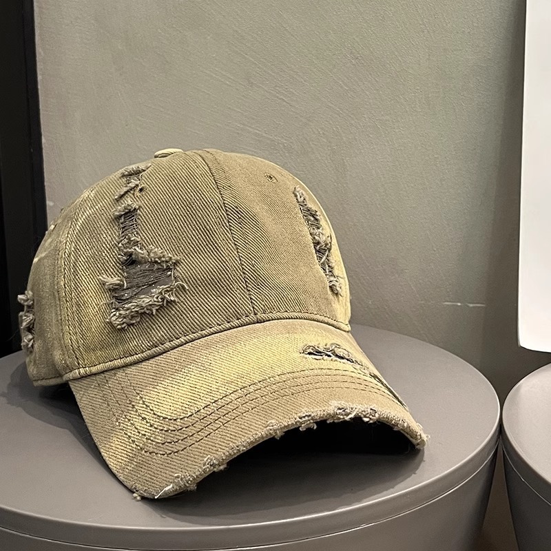Wholesale Big Head Ware Washed Old Hole Baseball Cap Women's Spring and Summer Sun Protection All-match Duck Tongue Hat Showing Face Small Men's Fashi