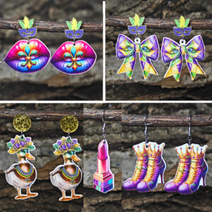 Wholesale 2025 New Amazon Carnival Earrings Mask Crown Duck Boots Lipstick Zijin Holiday Atmosphere Earrings
