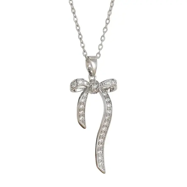Wholesale Titanium Steel Butterfly Knot Necklace New Style Zircon Butterfly Lock Clavicle Chain Super Fairy Tale Titanium Steel Necklace