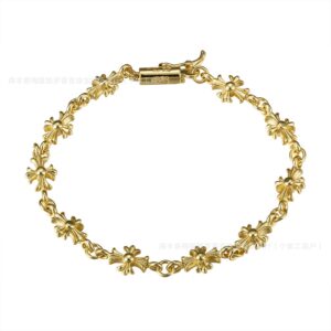 Cross flower bracelet gold
