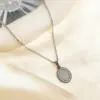 Wholesale 304 Stainless Steel Simple Zircon Point Drill Oval Single Pendant Necklace Waterproof Non-Fading Unisex Cable Chain