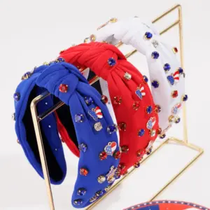 Wholesale Halloween American Flag Headband With Diamond And Pentagram Decoration, Simple Copper Hair Clip For Women, Suitable For All Seasons