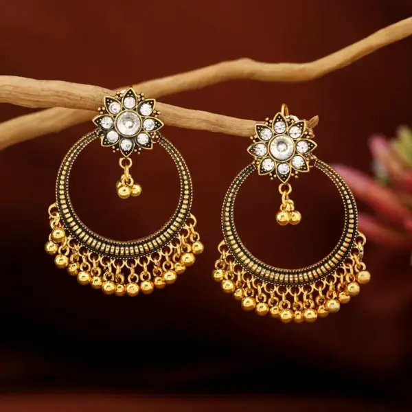 Wholesale Bohemian Retro Ethnic Style Women's Oversized Bell Pendant Earrings Geometric Pattern Zinc Alloy Circle And Oval Craft