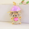 oly-0def3db6d018ee7c93dabdcff8887ba0 Wholesale Creative Cute Diamond Baseball Cap Piglet Car Keychain Piglet Animal Key Chain Zodiac Gift