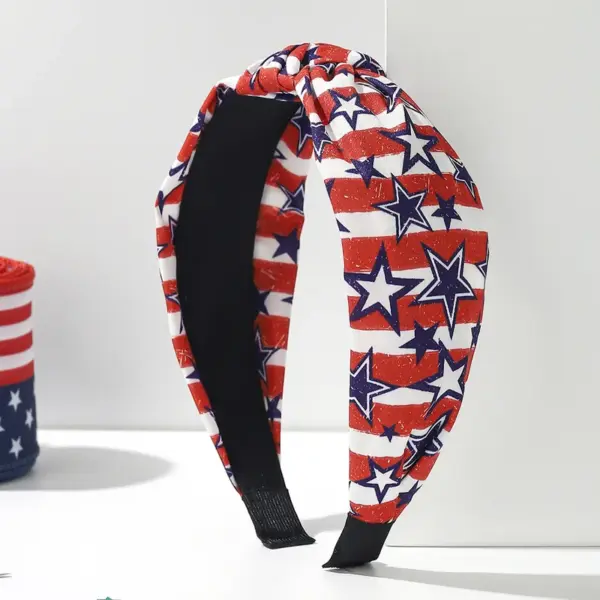 Wholesale American Independence Day Star Element Retro Knot Headband Sweat-Absorbing Yoga Running Sports Headband Black White Red Dark Blue