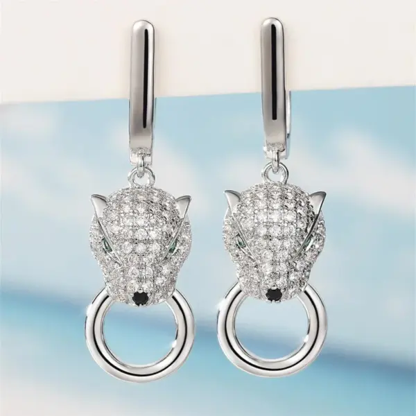 Wholesale Women’s Animal Drop Earrings With Claw Setting, White K Plated Copper Featuring Zircon Inlay And Water Plating