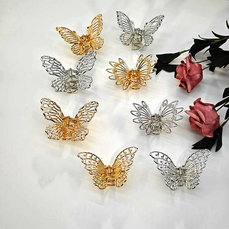 Wholesale Sweet Butterfly Clip Korean Style Half-Tied Hair Clip on the Back of the Head Valentine's Day Cross-Border Hollow Shark Clip Bangs Clip