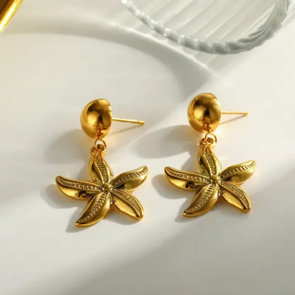oly-0e061752395763be8df4575df5511d12 Wholesale Round Three-dimensional Stud Earrings In 304 Stainless Steel With 18K Real Gold PVD Coated Plating And 0.03µm Thickness