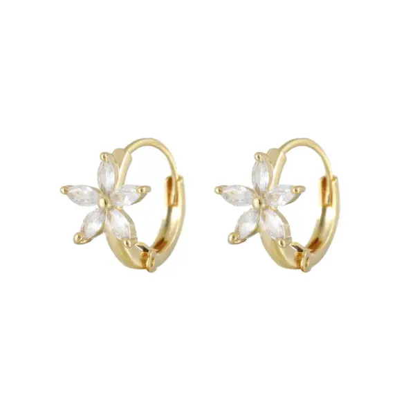 Wholesale Pentagram Earrings For Women With Copper Ear Pins, Electroplated And 14K Real Gold Plated Featuring Zircon Inlay