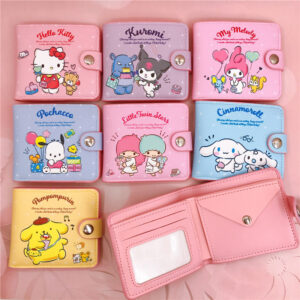 Wholesale PU casual short 2 fold purse KT PC dog Kurumi coin purse card wallet with buttons
