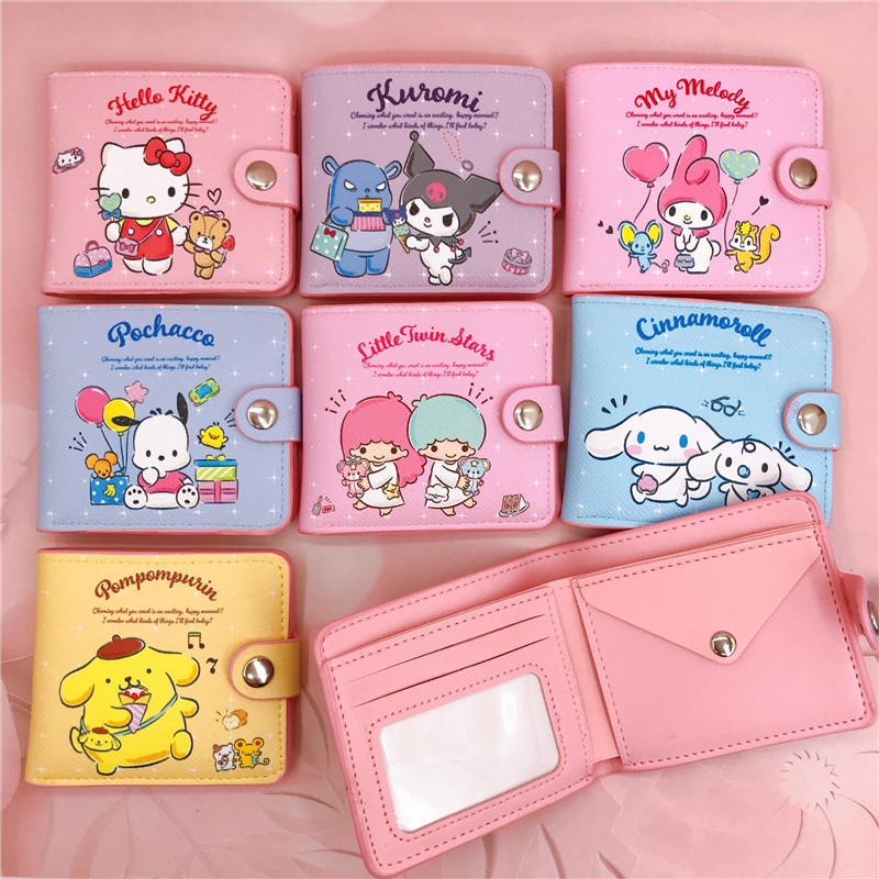 Wholesale New PU casual short 2 fold purse KT PC dog Kurumi coin purse card wallet with buttons