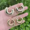 Wholesale 1 Pair/Package IG Style Modern Style C Shape Geometric Round Polishing Inlay Copper Zircon 18K Gold Plated Drop Earrings Ear Cuffs Ear Studs
