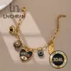 Wholesale Devil's Eye Waterproof Bracelet For Women With 18K Gold Plated 304 Stainless Steel Resin Inlay Cuban Link Chain