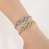 Wholesale Unisex Micro-Paved Zircon Copper Bracelet Double Leopard Head Cuban Chain Punk Style True Gold Plated Hip Hop Jewelry