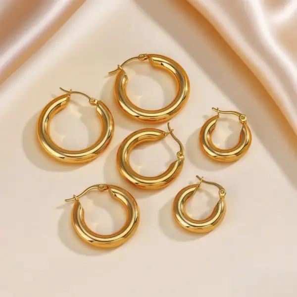 Wholesale Women's Simple Ring Round Earrings Titanium Steel 304 Stainless Steel Stud Earrings Direct Supply
