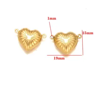 Stainless Steel Hollow Pendant Gold - Double Hanging Heart