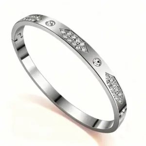 52-C-3 Steel-Colored Diamond-Embellished Bracelet