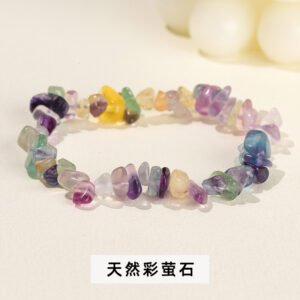 Natural colored fluorite gravel bracelet / 5-8mm