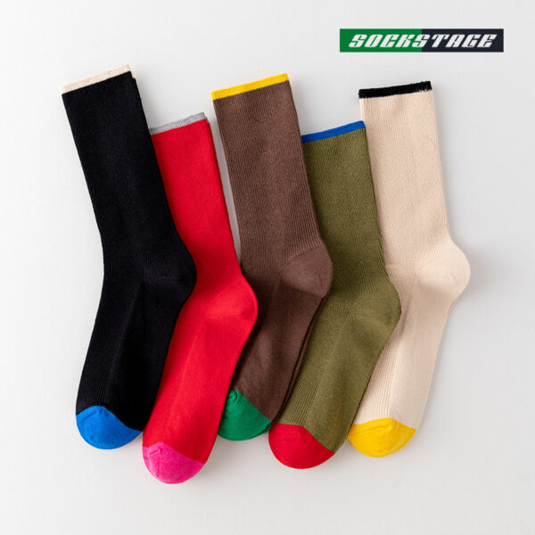 Wholesale Light luxury color matching casual mid-calf socks men and women modern retro pile socks girl Valentine's Day cotton socks
