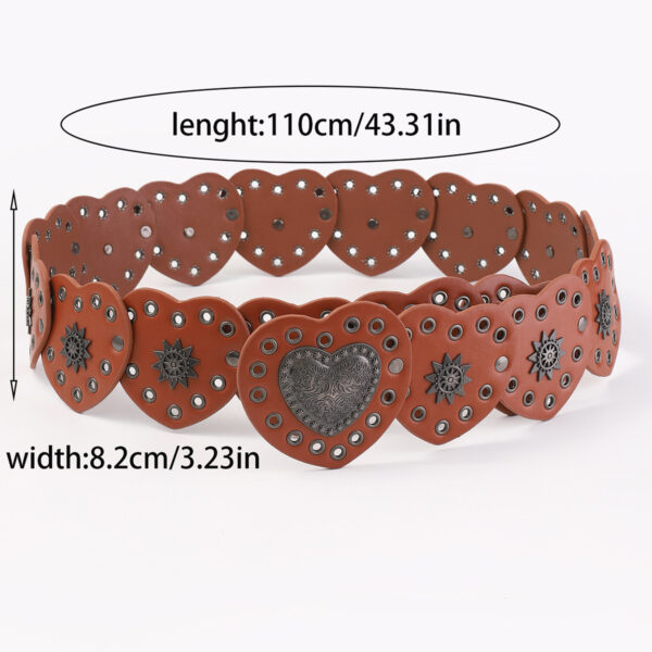 oly-0e5463259372f5d0a7ba8f74dffb6aa9 Wholesale Style Western Cowboy Stylish Exaggerated Peach Heart Hollow Belt Retro Dark Belt Versatile for Women