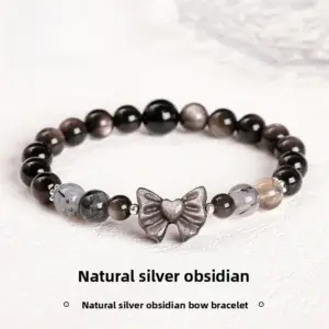 Wholesale JD Jewelry Natural Silver Agate Bowknot Gold Copper Bracelet Fashion High-end Round Bead Bracelet Girl Accessories